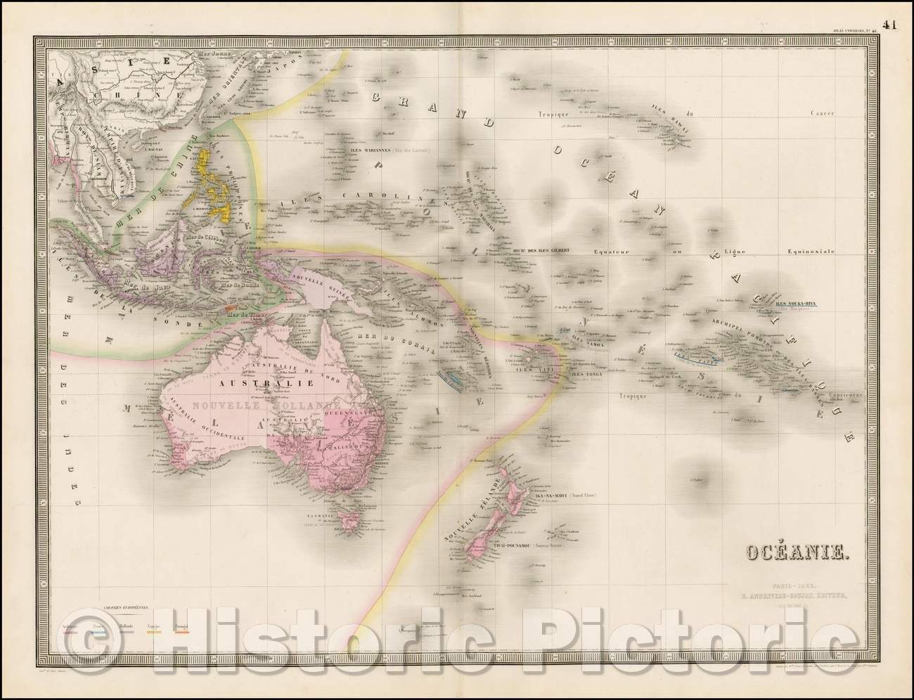 Historic Map - Oceanie. Paris -, 1860, J. Andriveau-Goujon v2