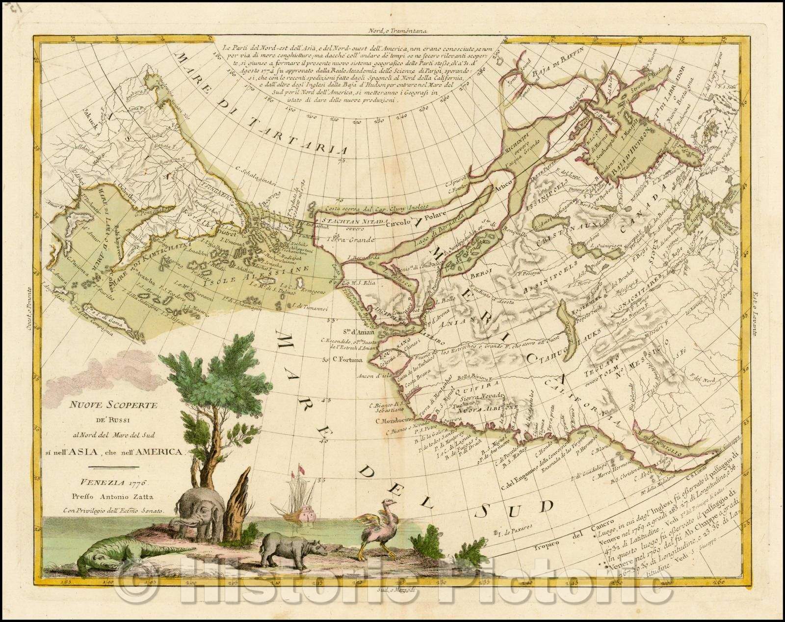 Historic Map - Nuove Scoperte de' Russi al Nord del Mare del Sud si nell'Asia, che nell'America, 1776, Antonio Zatta v3