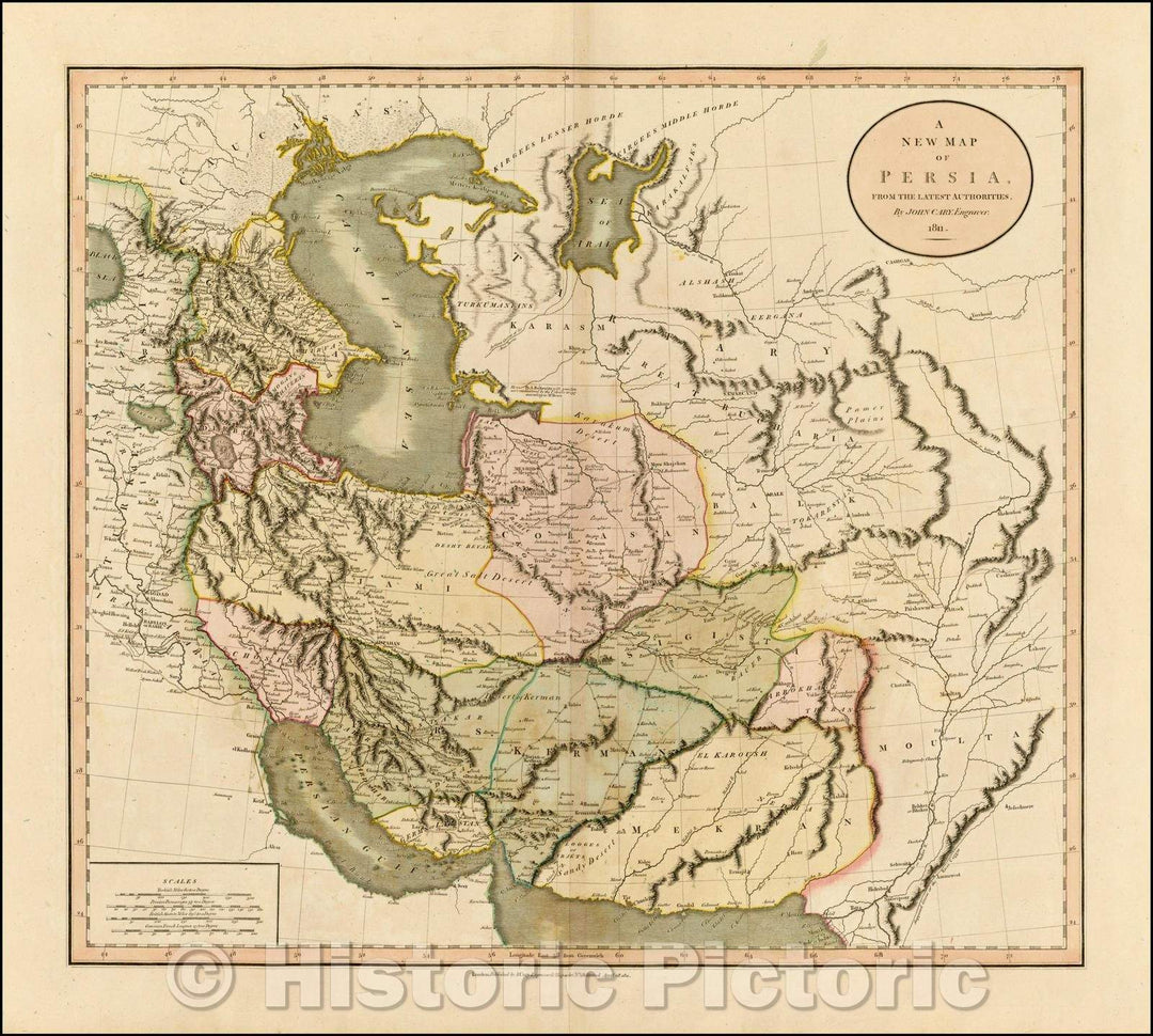 Historic Map - Persia, from the Latest Authorities, 1811, John Cary - Vintage Wall Art