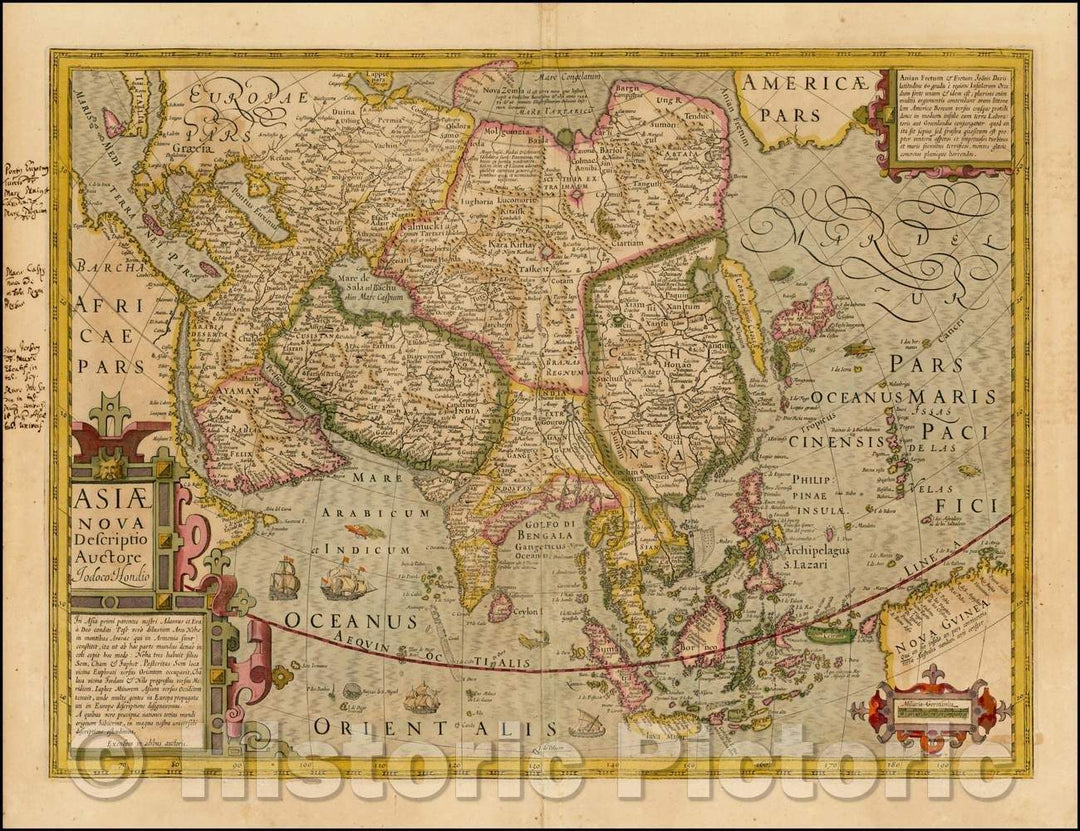 Historic Map - Asiae Nova Descriptio, 1606, Jodocus Hondius - Vintage Wall Art