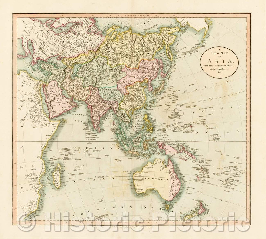 Historic Map - Asia, From The Latest Authorities, 1811, John Cary - Vintage Wall Art