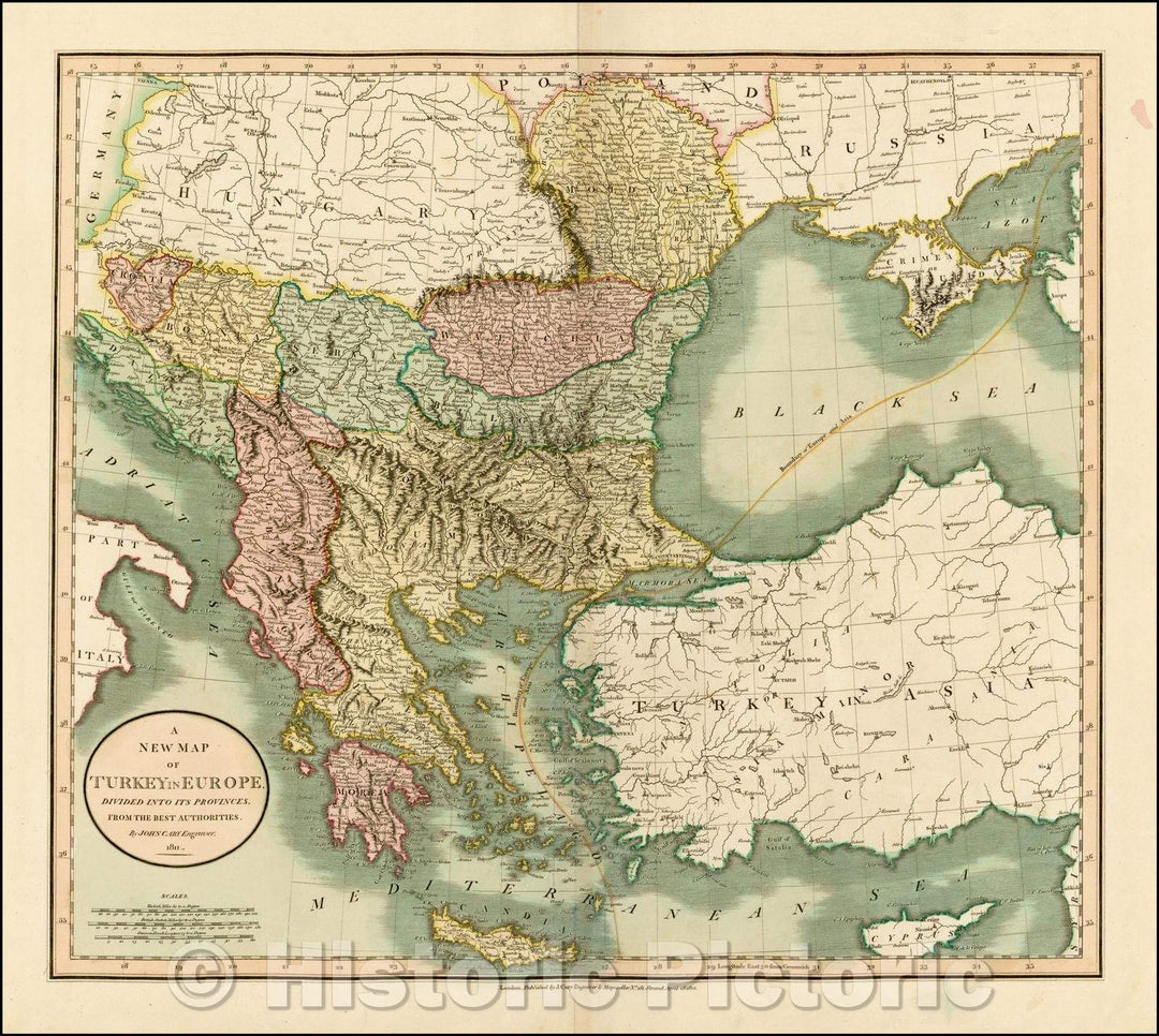 Historic Map - Turkey In Europe, Divided into its Provinces, 1811, John Cary - Vintage Wall Art