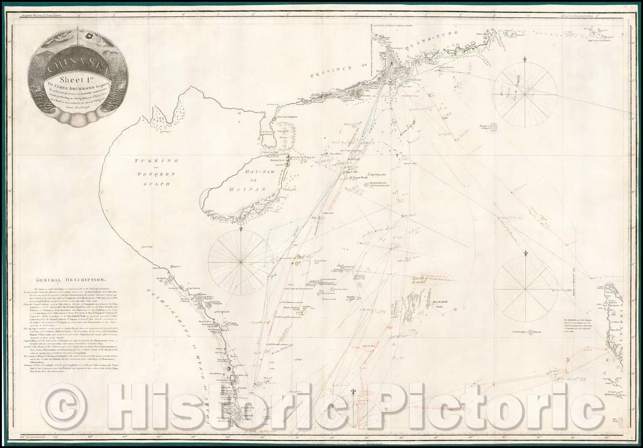 Historic Map - China Sea Sheet 1st. To James Drummond Esquire/Navigation of the China Sea, 1806 - Vintage Wall Art