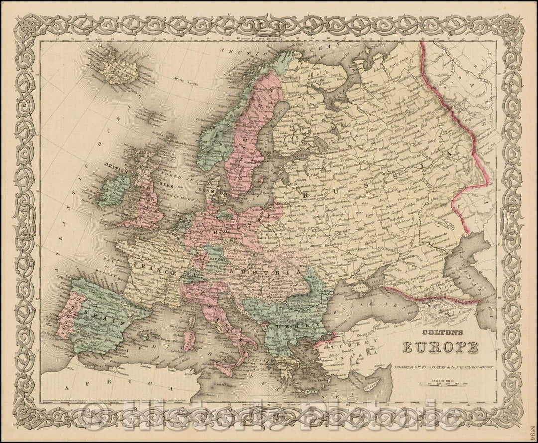 Historic Map - Colton's Europe, 1865, G.W. & C.B. Colton v1