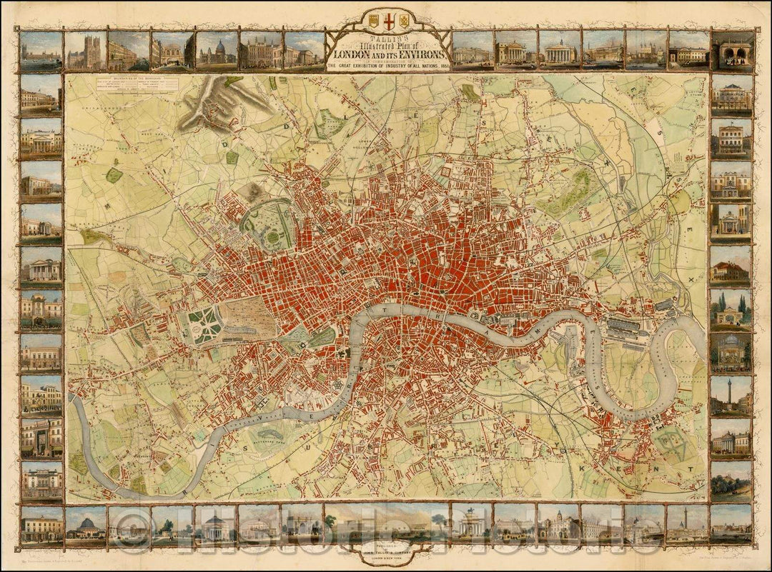 Historic Map - Tallis's Illustrated Plan of London and its Environs, 1851, John Tallis v1