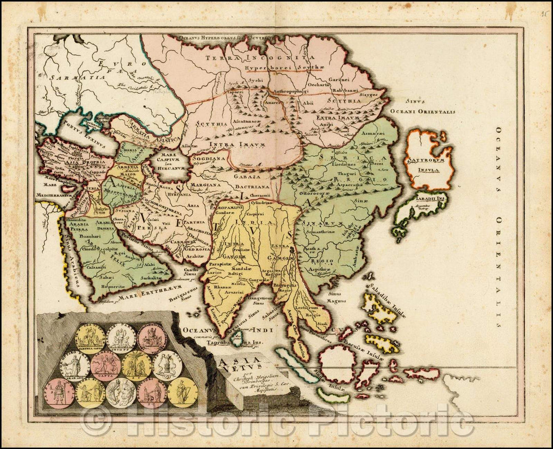 Historic Map - Asia Vetus, 1718, Christopher Weigel - Vintage Wall Art