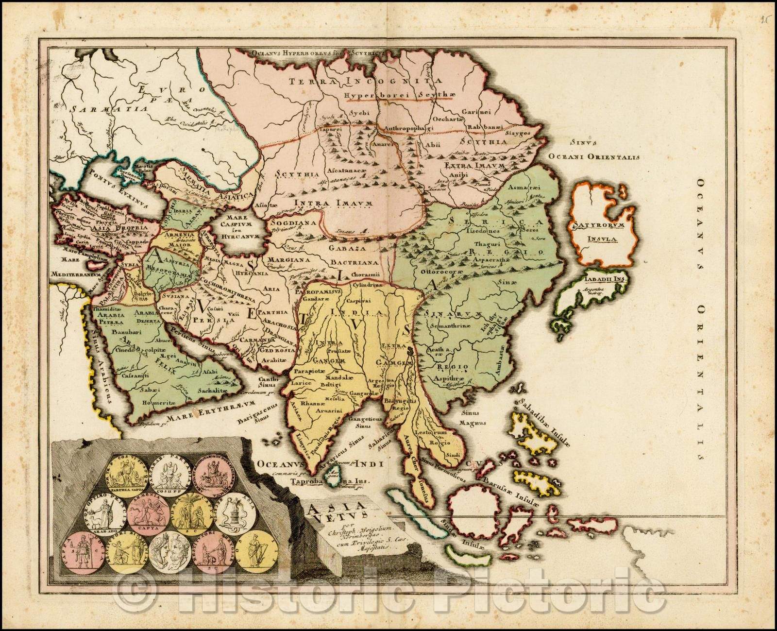 Historic Map - Asia Vetus, 1718, Christopher Weigel - Vintage Wall Art