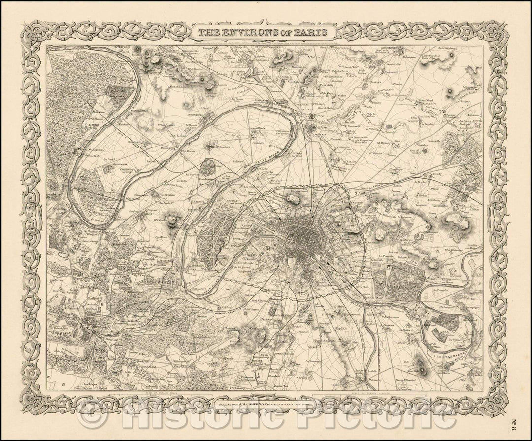 Historic Map - The Environs of Paris, 1859, Joseph Hutchins Colton v2