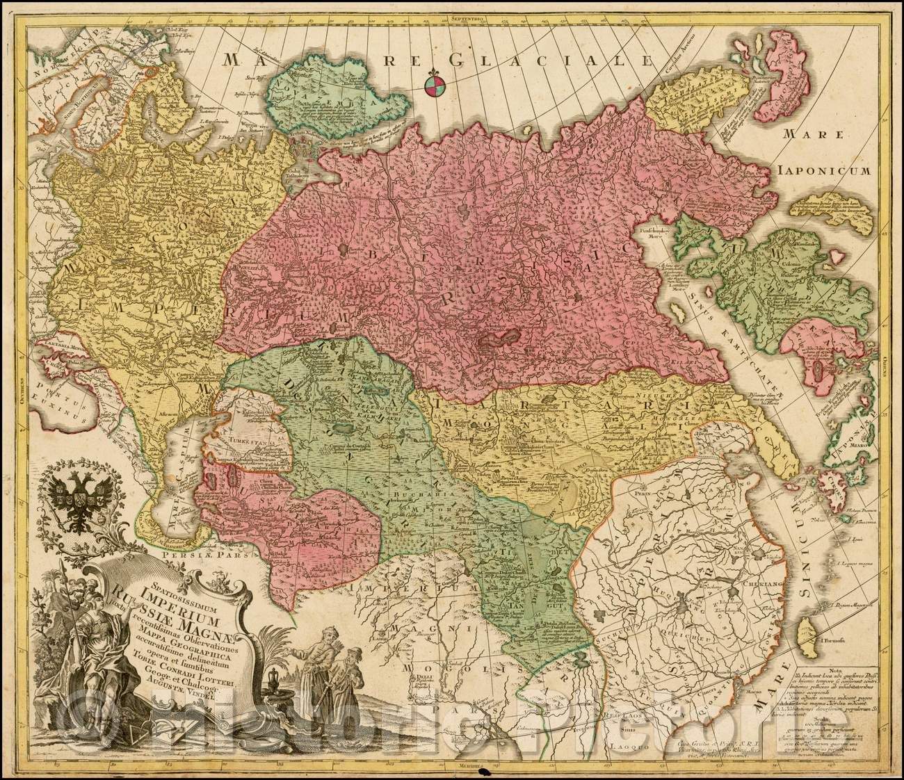 Historic Map - Spatiosissimum Imperium Russiae Magnae juxta recentissimas/Map of the entire Empire of Russia, extending to the Pacific Ocean, 1760 - Vintage Wall Art