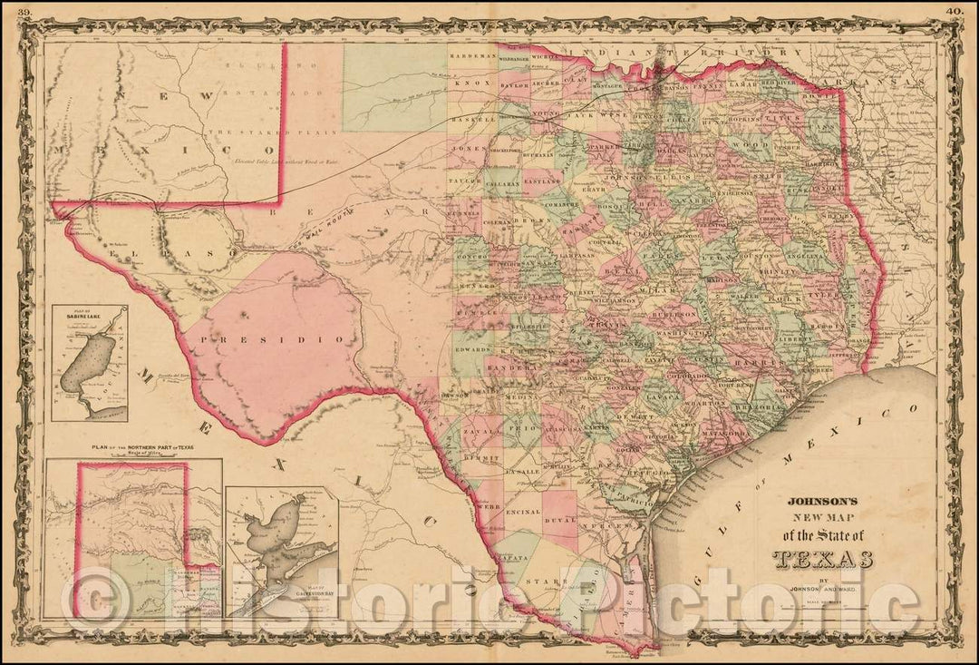 Historic Map - Johnson's New Map of the State of Texas, 1862, Benjamin Ward v2