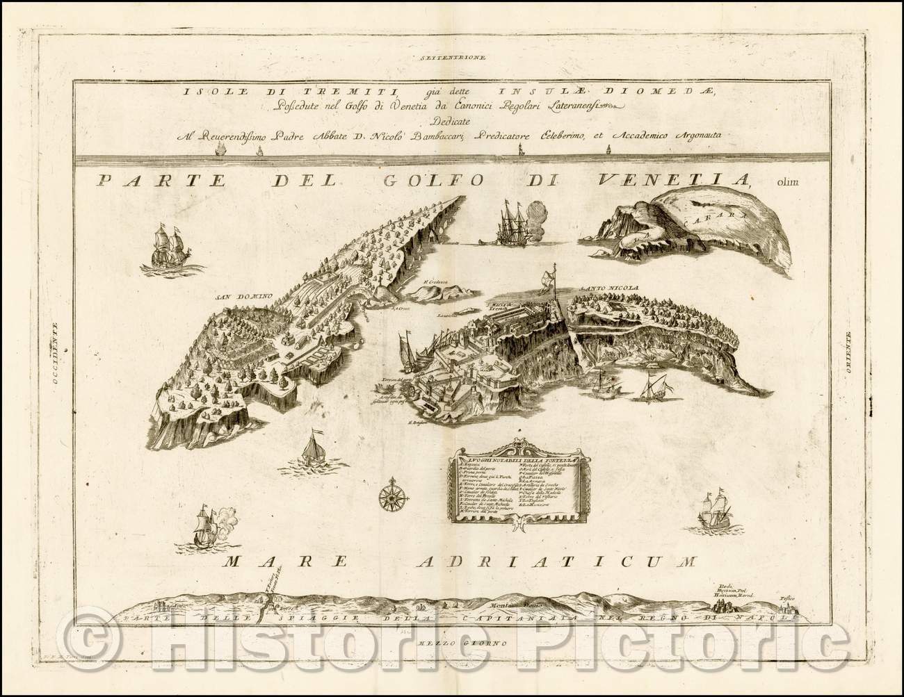 Historic Map - Isole Di Tremiti, gia dette Insulae Diomedae Possedute nel Golfo di Veneti :: Islands of Tremiti, Capraia, Il Cretaccio, and San Domino, 1690 - Vintage Wall Art