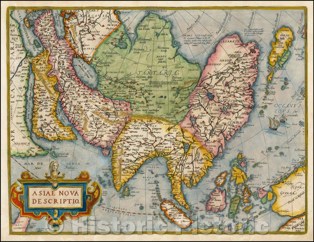 Historic Map - Asiae Nova Descriptio, 1601, Abraham Ortelius - Vintage Wall Art