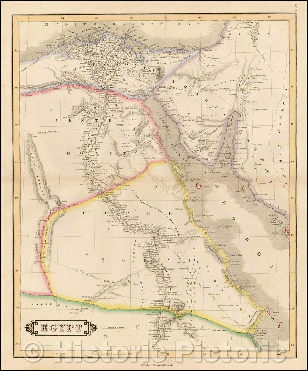 Historic Map - Egypt, 1828, Daniel Lizars - Vintage Wall Art