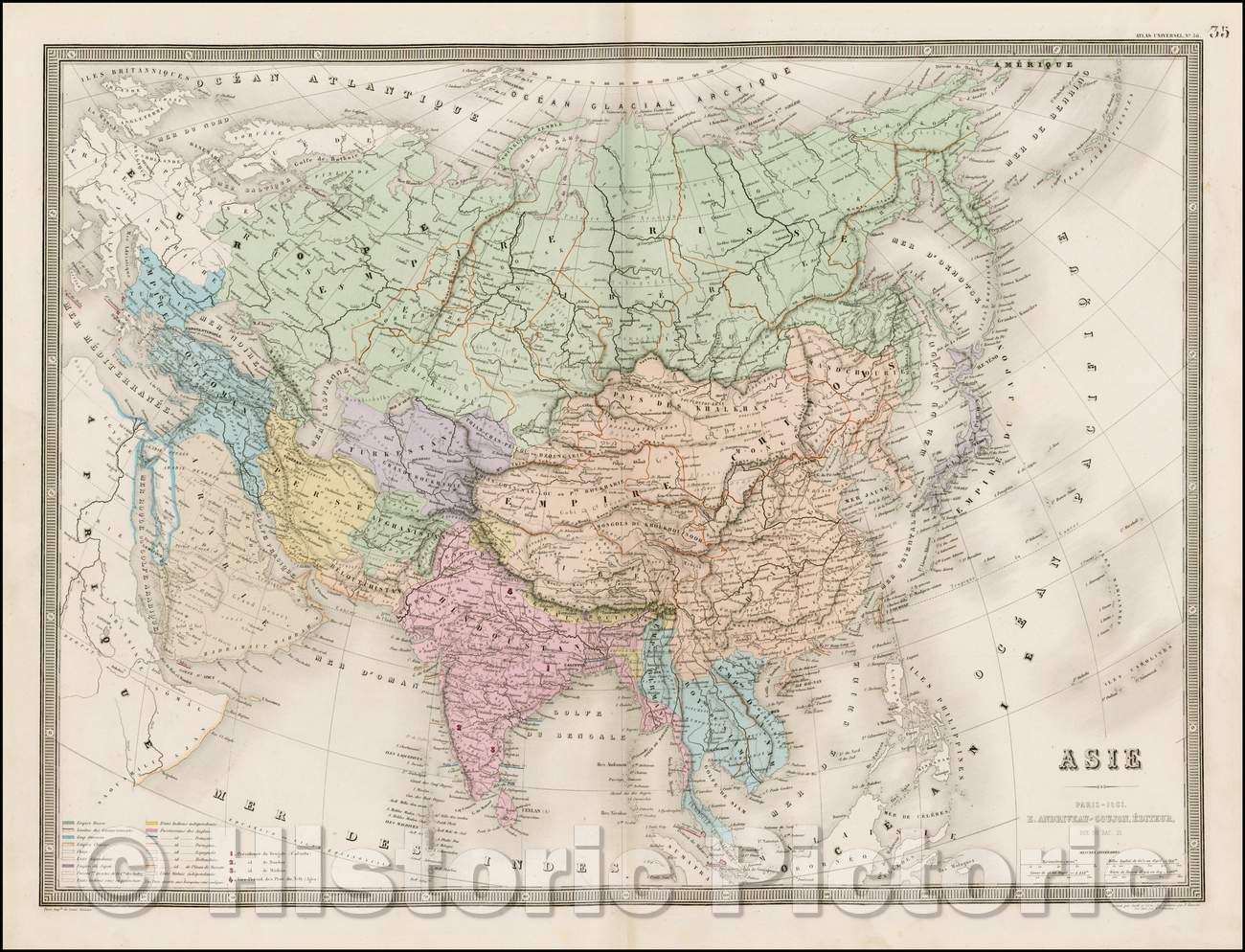 Historic Map - Asia, 1861, J. Andriveau-Goujon - Vintage Wall Art