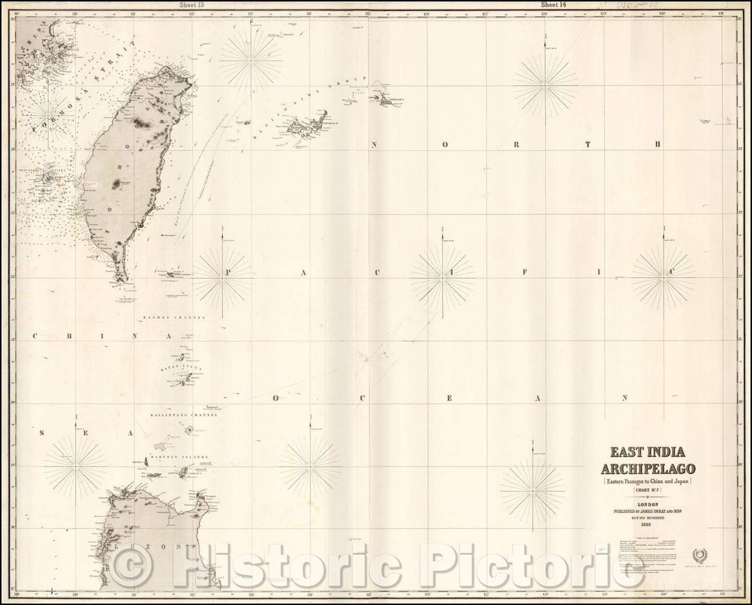 Historic Map - East India Archipelago [Eastern Passages to China and Japan] [Chart No. 7], 1868, James Imray & Son - Vintage Wall Art