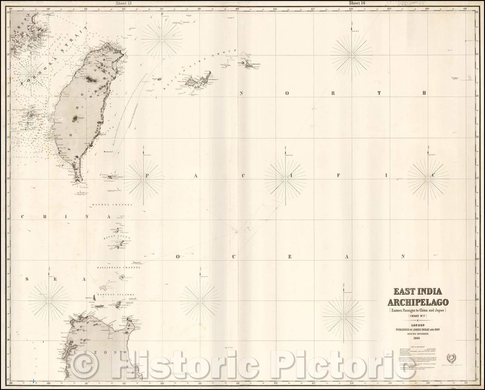 Historic Map - East India Archipelago [Eastern Passages to China and Japan] [Chart No. 7], 1868, James Imray & Son - Vintage Wall Art