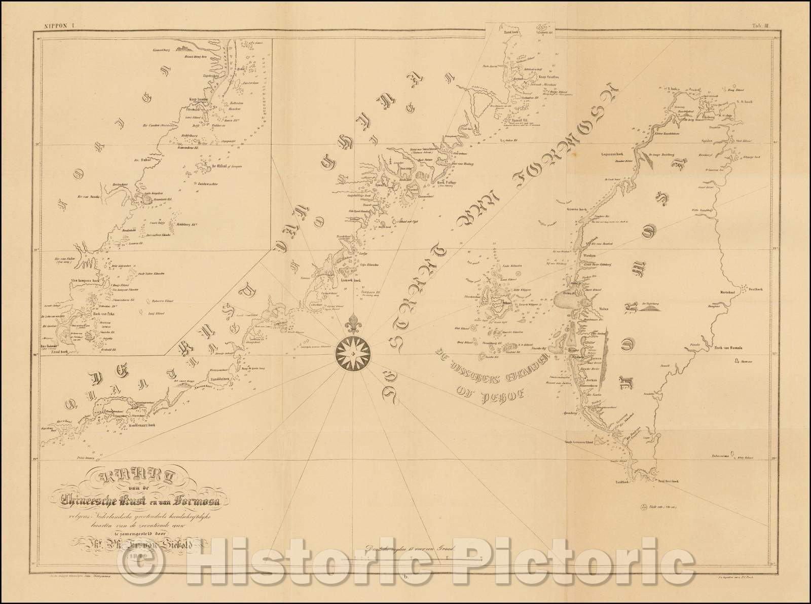 Historic Map - [Taiwan and the Coast of Fujian and Guandong, China] Kaart van de Chineesc :: [Taiwan and the coast of Fujian and Guandong, China] of the Chinese, 1852 - Vintage Wall Art