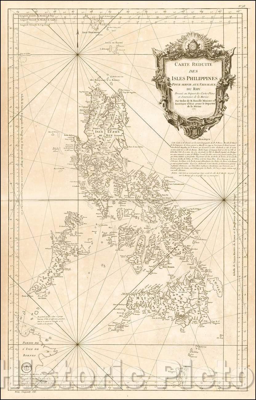 Historic Map - Carte Reduite Des Isles Philippines Pour Servir Aux Vaisseaux Du Roy. Dre :: Reduite Des Isles Philippines, 1752 - Vintage Wall Art