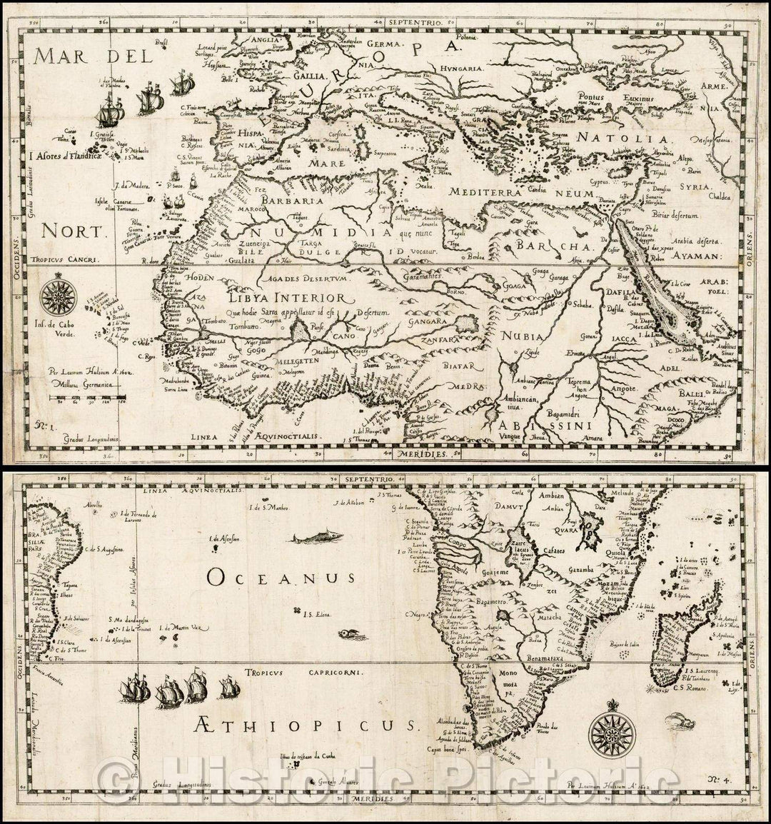 Historic Map - Map of Africa, 1602, Levinus Hulsius - Vintage Wall Art