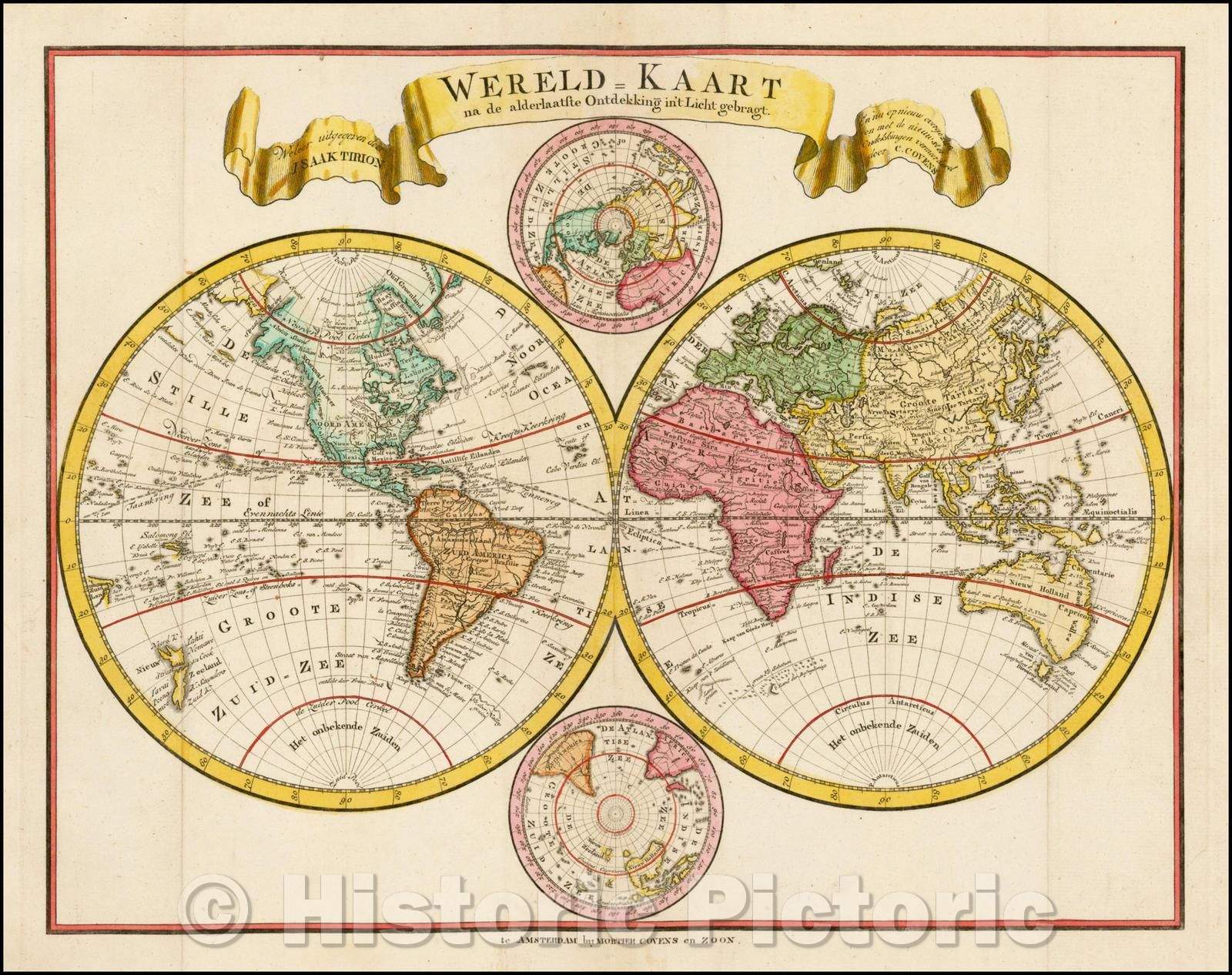 Historic Map - Wereld-Kaart na de alderlaatste Ontdekking in't Licht gebragt/World map after the alder latest discovery brought in't Light, 1790 - Vintage Wall Art