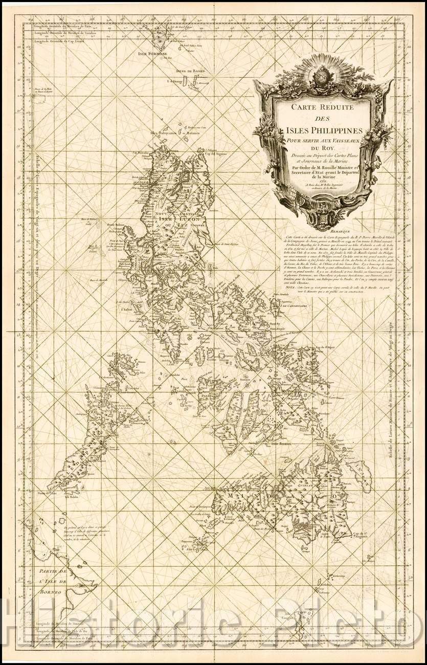 Historic Map - Carte Reduite des Isles Philippines Pour Servir Aux Vaisseaux du Roy Dress? au D?ost des Cartes Plans et Journaux de la Marine, 1752 v1