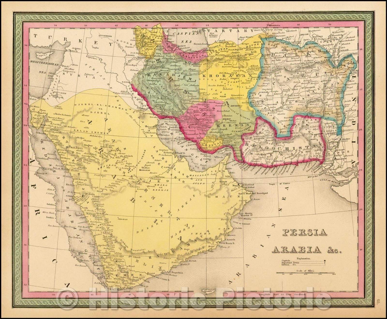 Historic Map - Persia Arabia, 1850, Thomas, Cowperthwait & Co. v2