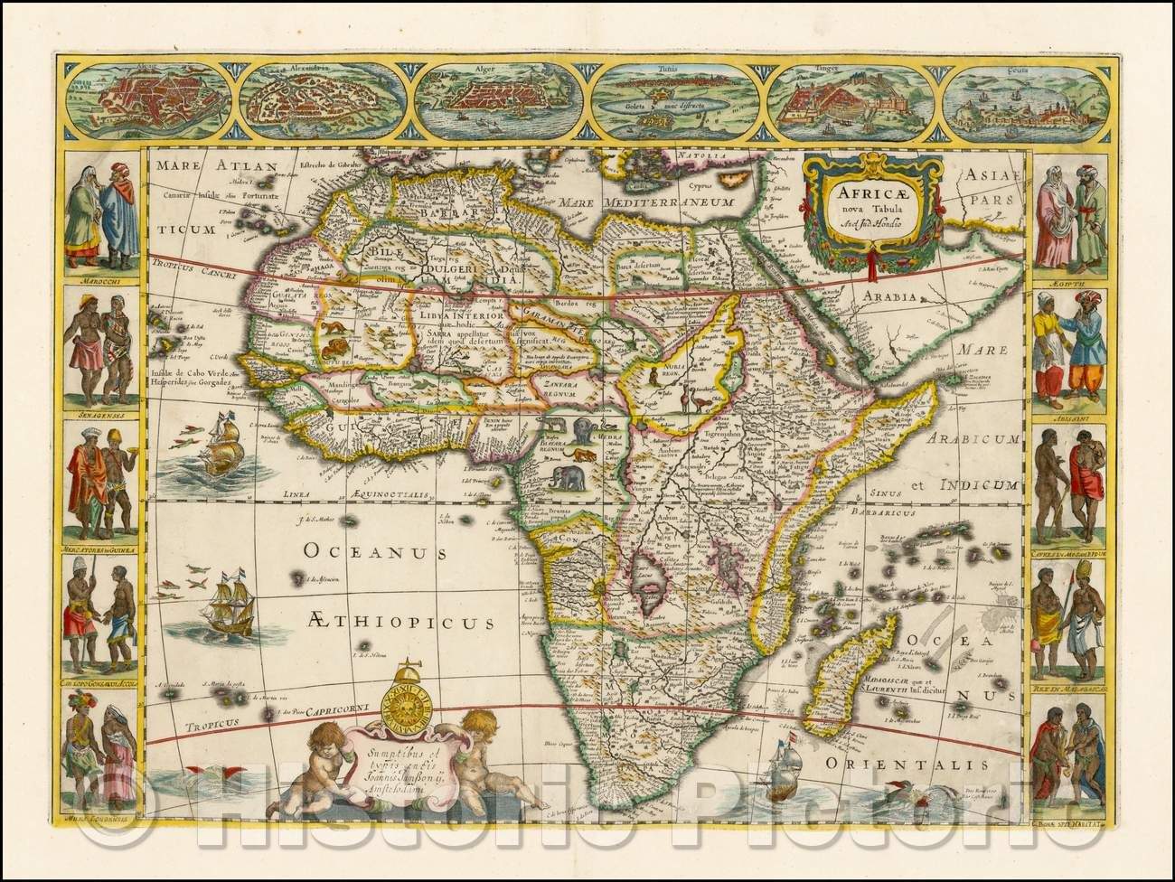 Historic Map - Africae nova Tabula, 1635, Jodocus Hondius - Vintage Wall Art