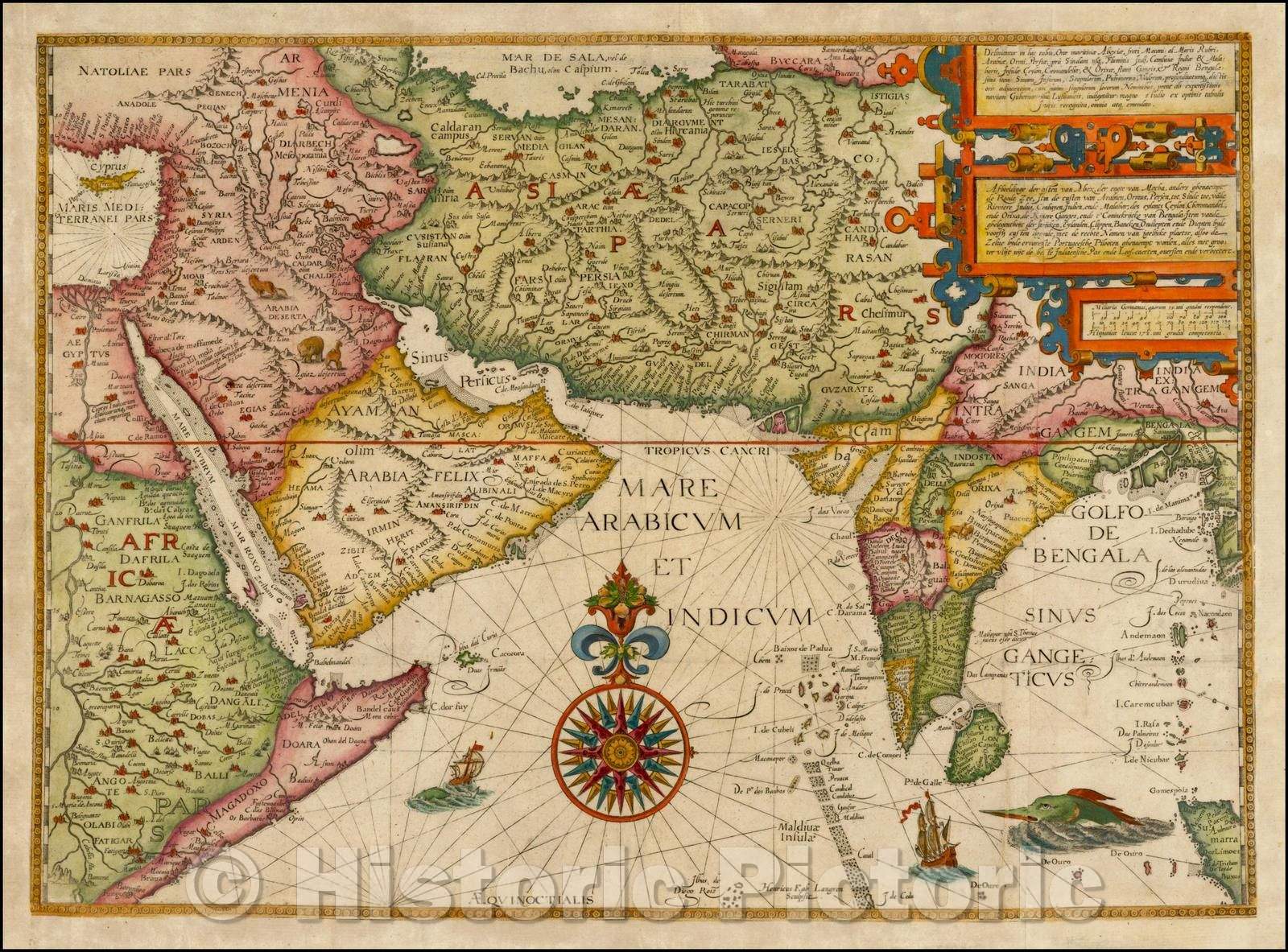 Historic Map - Orae maritimae Abexiae, freti Mecani: al. Maris Rubri: Arabiae Freti Mecani: al Maris Rubri: Arabiae, Ormi, Persiae, 1596 v4