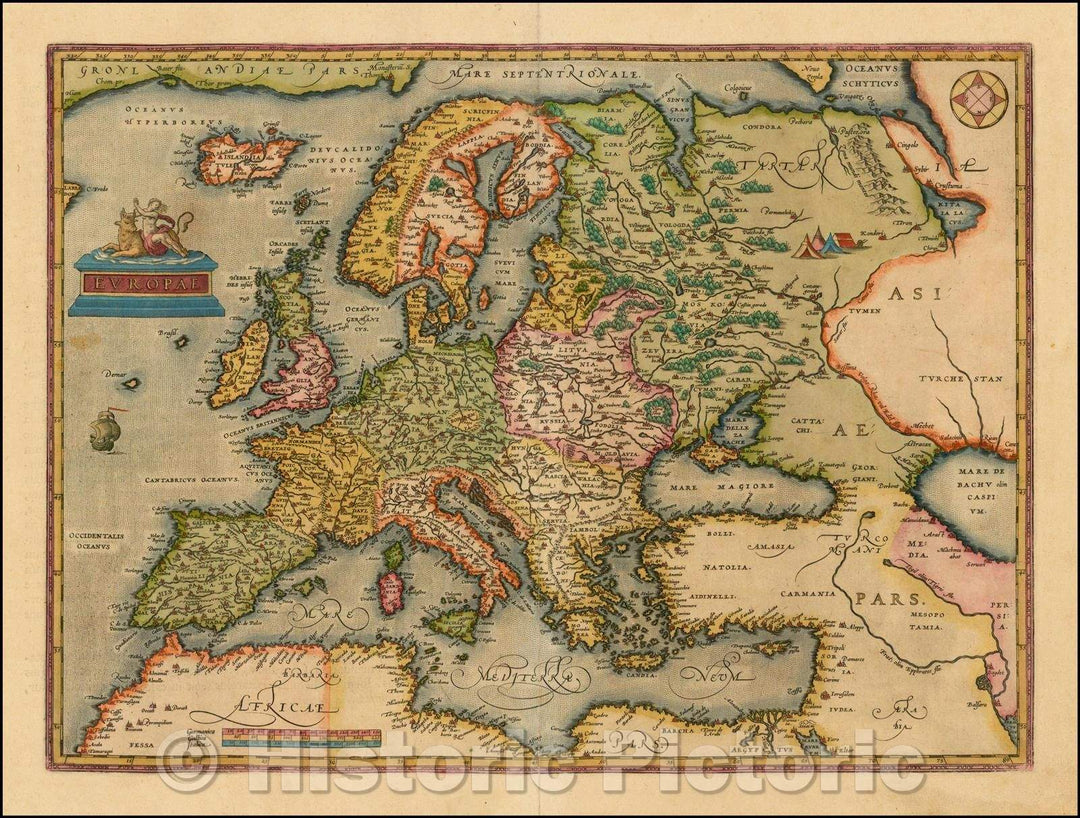 Historic Map - Europe, 1603, Abraham Ortelius - Vintage Wall Art