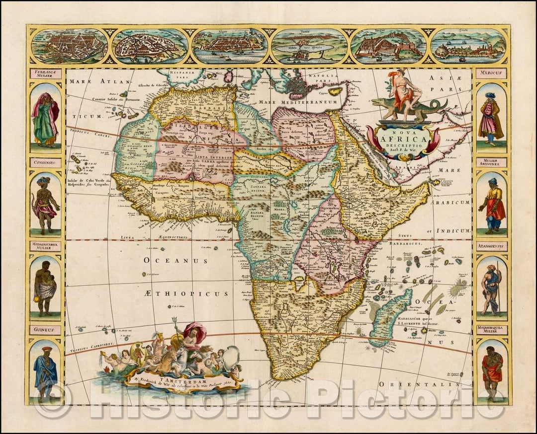 Historic Map - Nova Africa Descriptio, 1660, Frederick De Wit - Vintage Wall Art