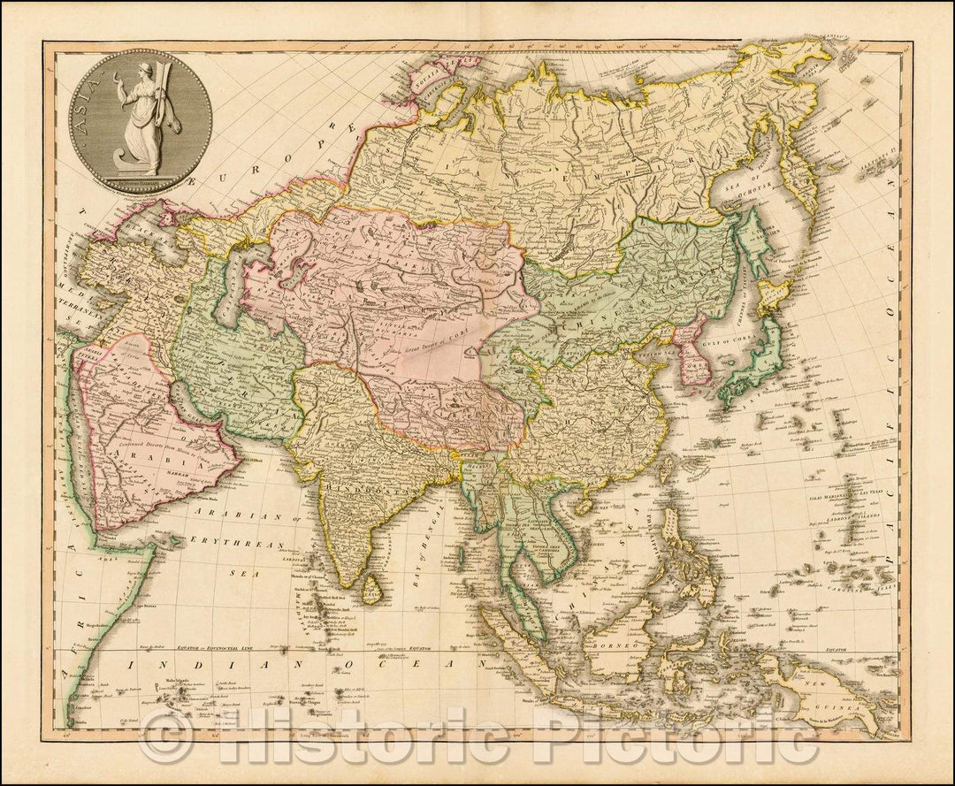 Historic Map - Asia, 1808, William Faden - Vintage Wall Art