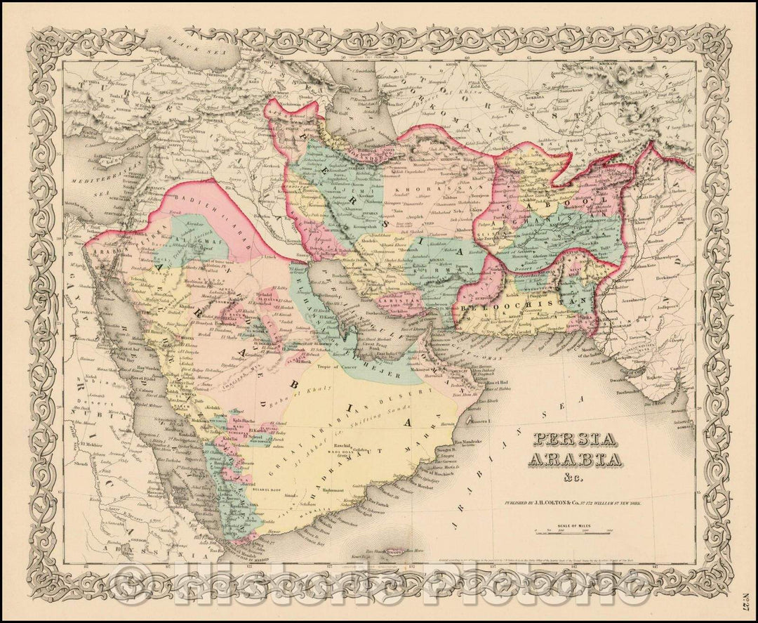 Historic Map - Persia Arabia, 1855, Joseph Hutchins Colton v3