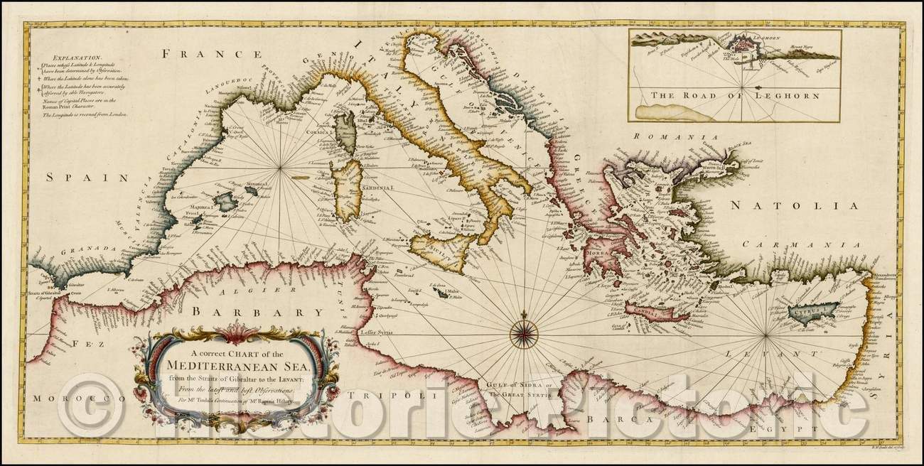 Historic Map - A correct Chart of the Mediterranean Sea, from the Straits of Gibraltar to the Levant; From the latest and best Observations, 1746 v1