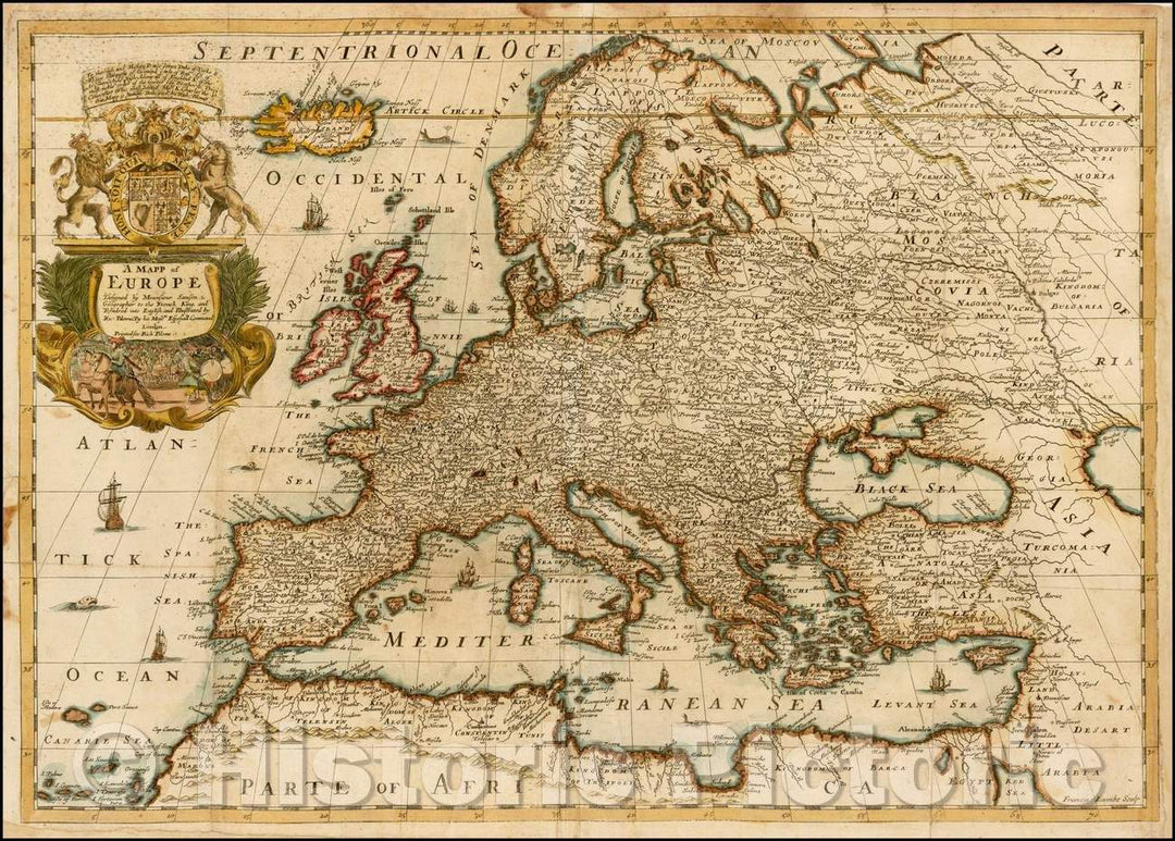 Historic Map - A New Mapp of Europe, 1670, Richard Blome - Vintage Wall Art