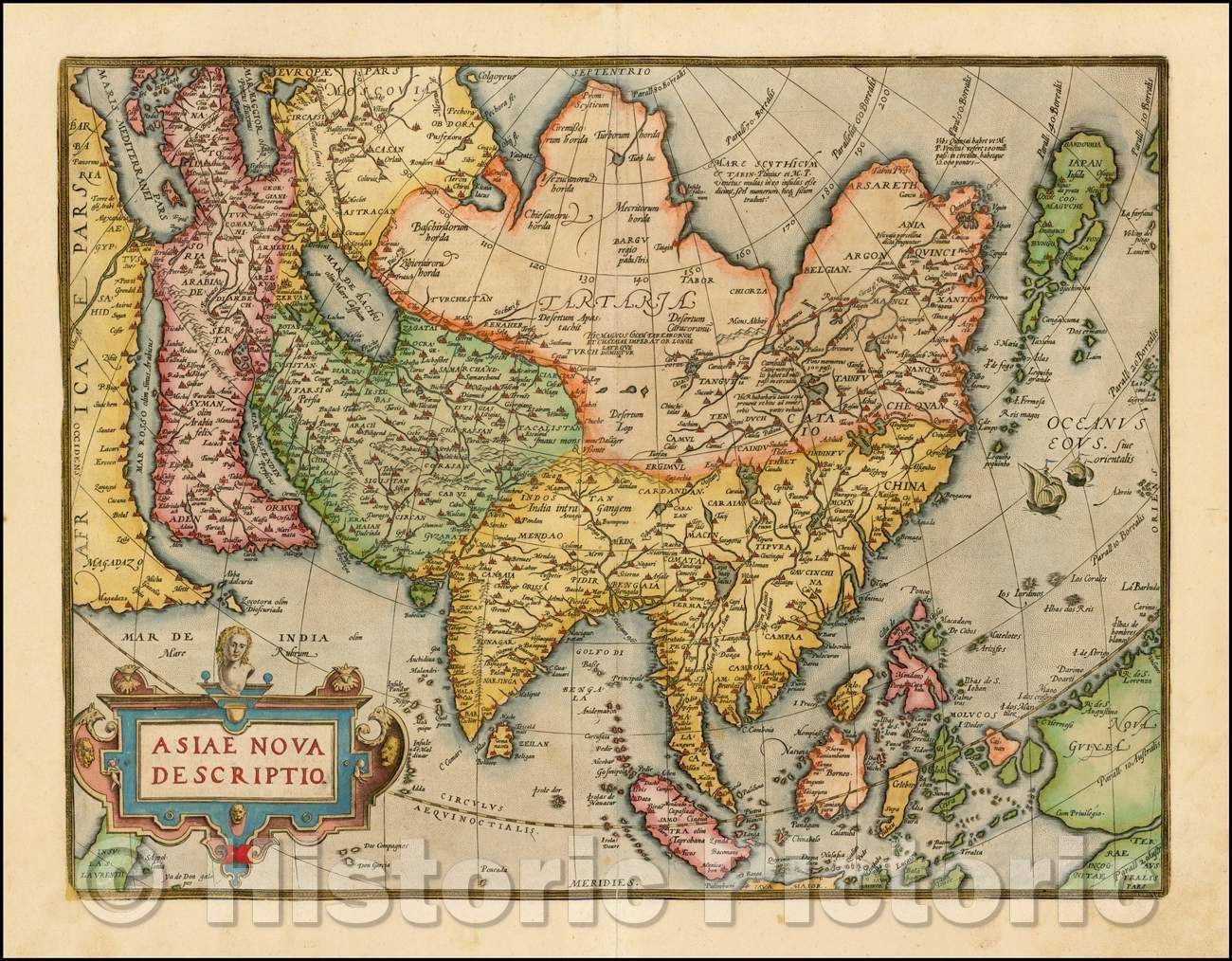 Historic Map - Asiae Nova Descriptio, 1609, Abraham Ortelius - Vintage Wall Art