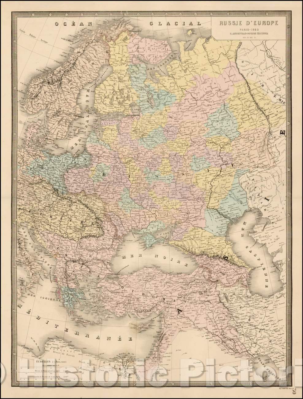 Historic Map - Russie D'Europe/Andriveau Goujon's Map of Russia and Environs, 1860, J. Andriveau-Goujon - Vintage Wall Art