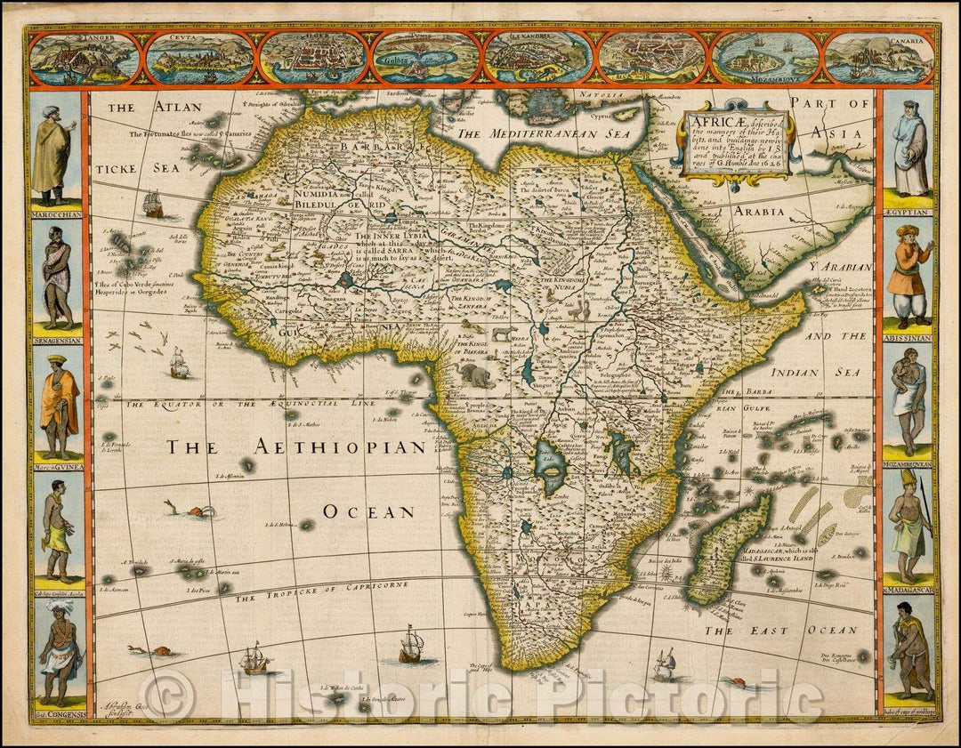 Historic Map - Africae, Described. The manners of their Habits and buildings newly done into English, 1626, John Speed v2