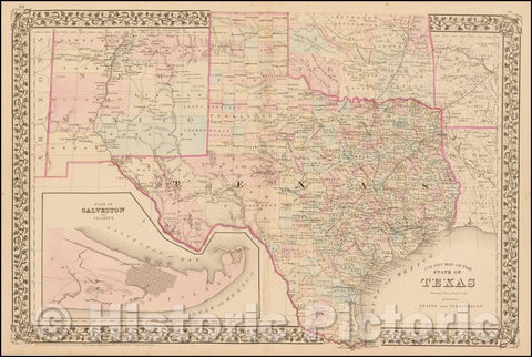 Historic Map - County Map of The State of Texas Showing also portions of the Adjoining States and Territories, 1879, Samuel Augustus Mitchell Jr. v2
