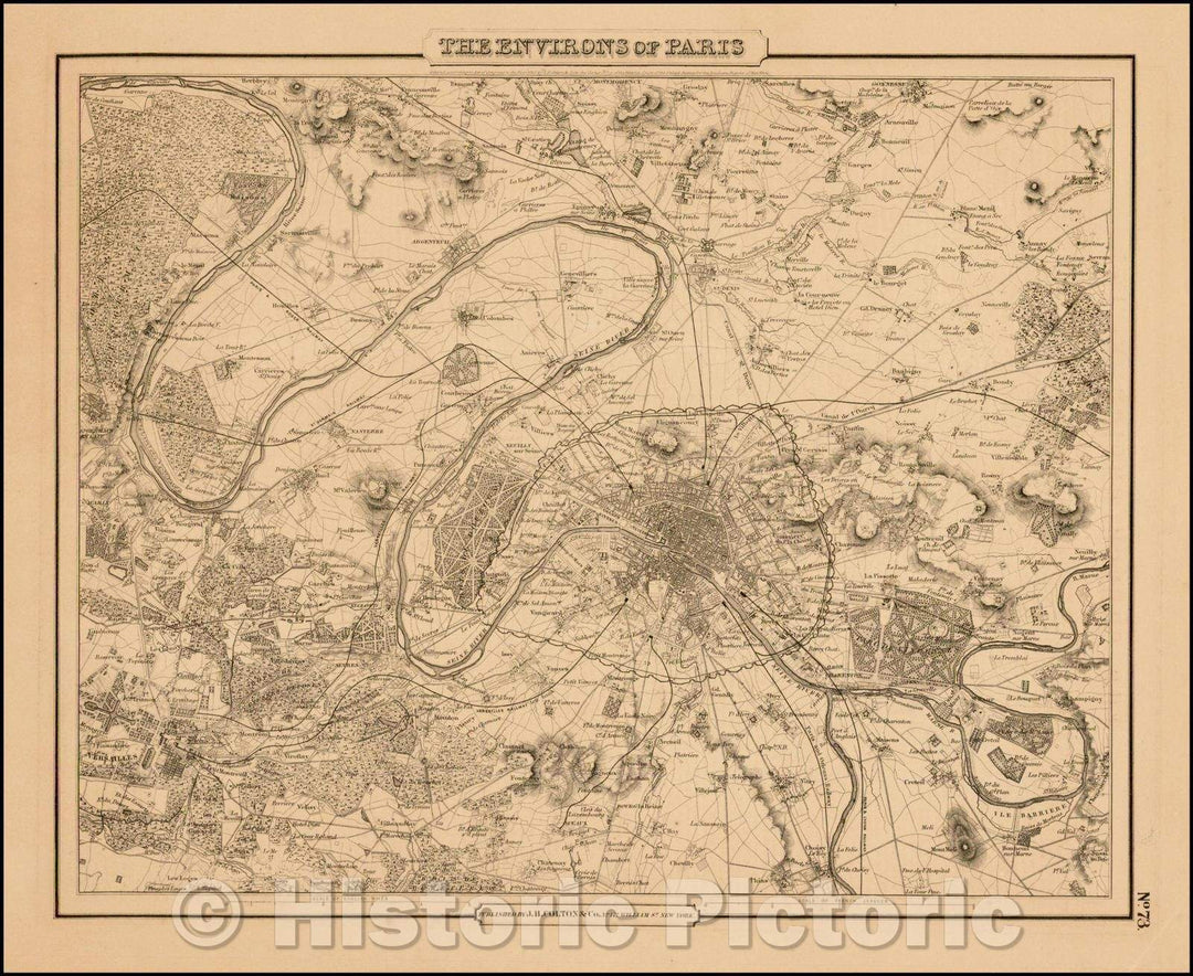 Historic Map - The Environs of Paris, 1855, Joseph Hutchins Colton v1