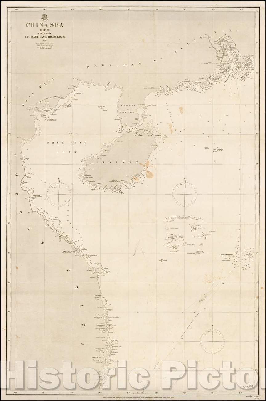 Historic Map - China Sea Sheet III (North West) Cam Ranh Bay to Hong Kong, 1863, British Admiralty - Vintage Wall Art