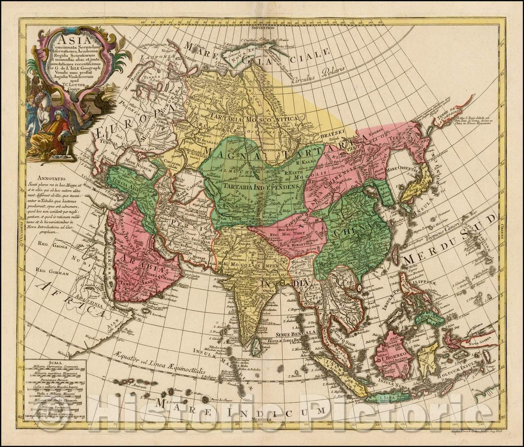 Historic Map - Asia Concinnata Secundum Observationes Academiae Regalis Scientiarum, 1770, Tobias Conrad Lotter - Vintage Wall Art