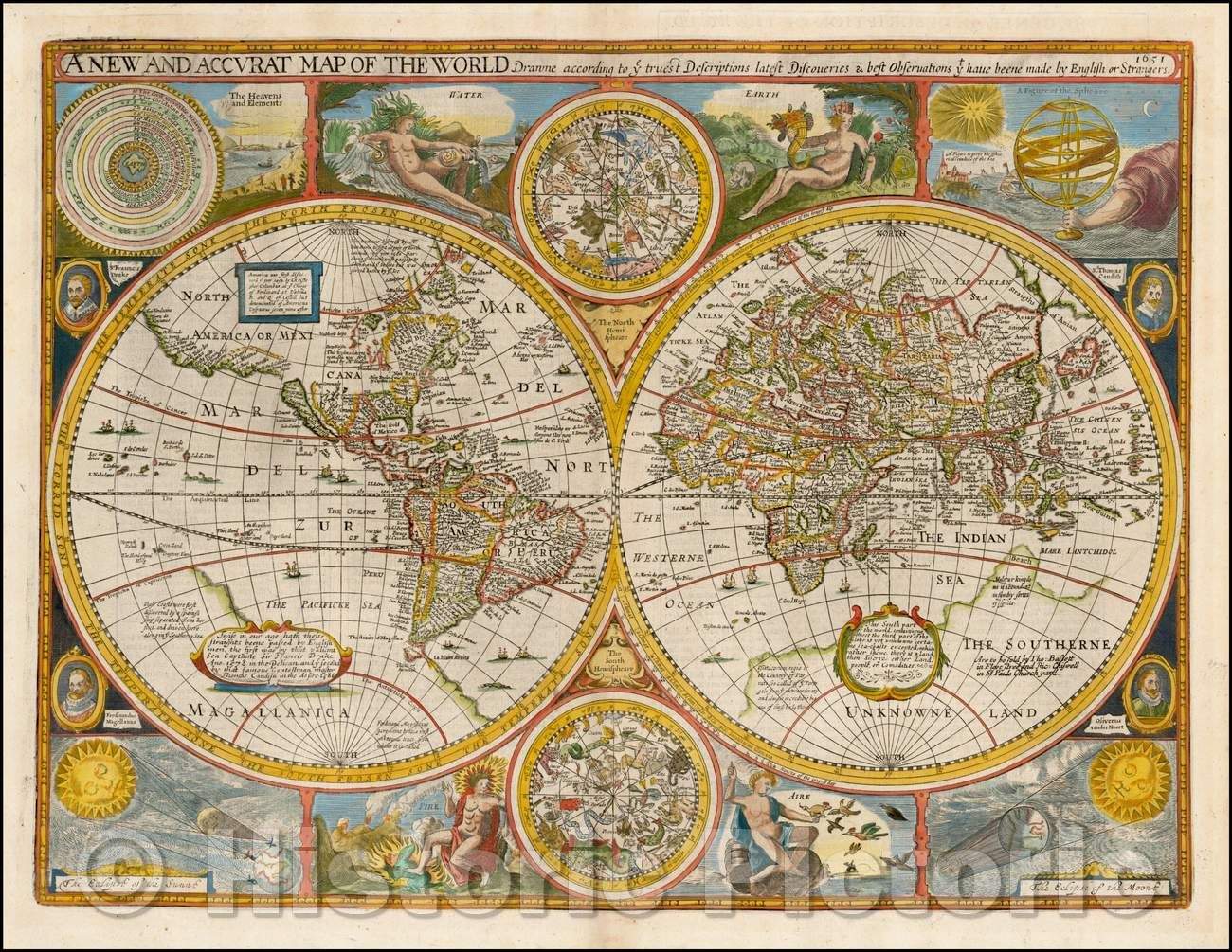 Historic Map - A New and Accurat Map of the World Drawne, 1676, John Speed v1