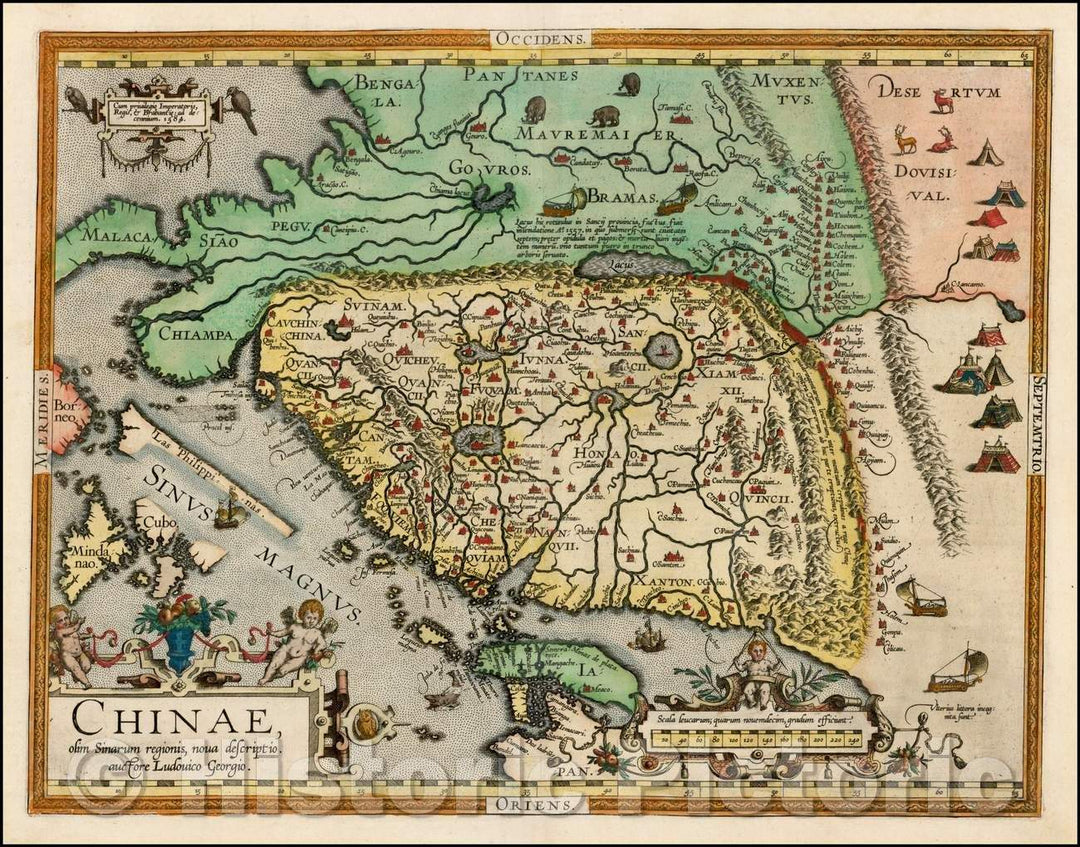 Historic Map - Chinae, olim Sinarum regionis nova descriptio auctore Ludovico Georgio, 1595, Abraham Ortelius v1