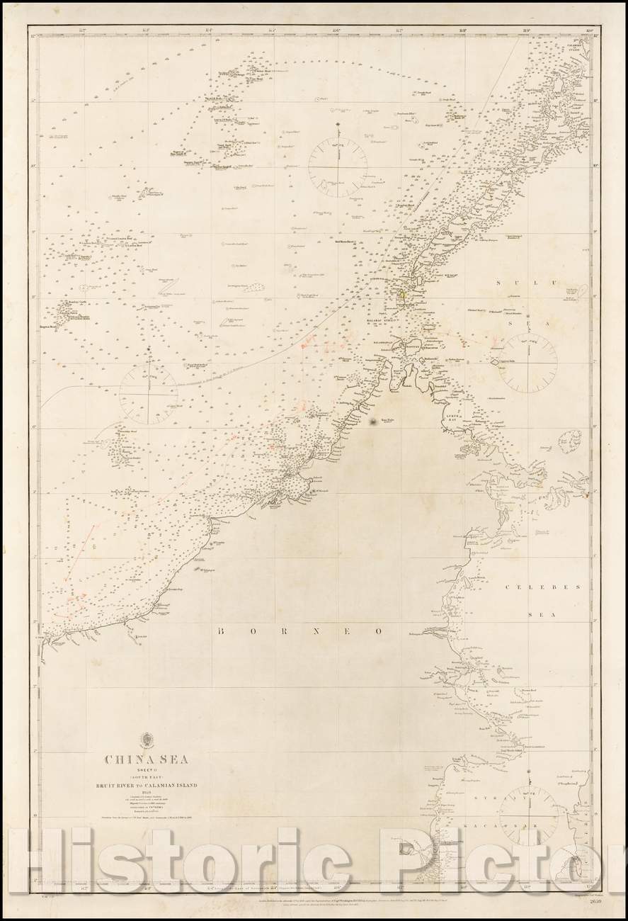 Historic Map - China Sea. Sheet II (South East), Bruit River to Calamian Island, 1867, British Admiralty - Vintage Wall Art