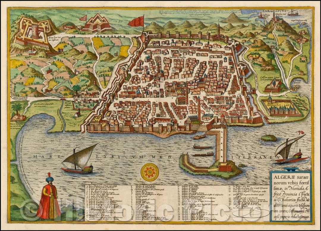 Historic Map - Algerii Sarace norum urbis forttif fimae, in Numidia Africa Provincia Structae iuxta Balearicos fluctus Maeiterranei aequoris Hispaniam, 1588 v1