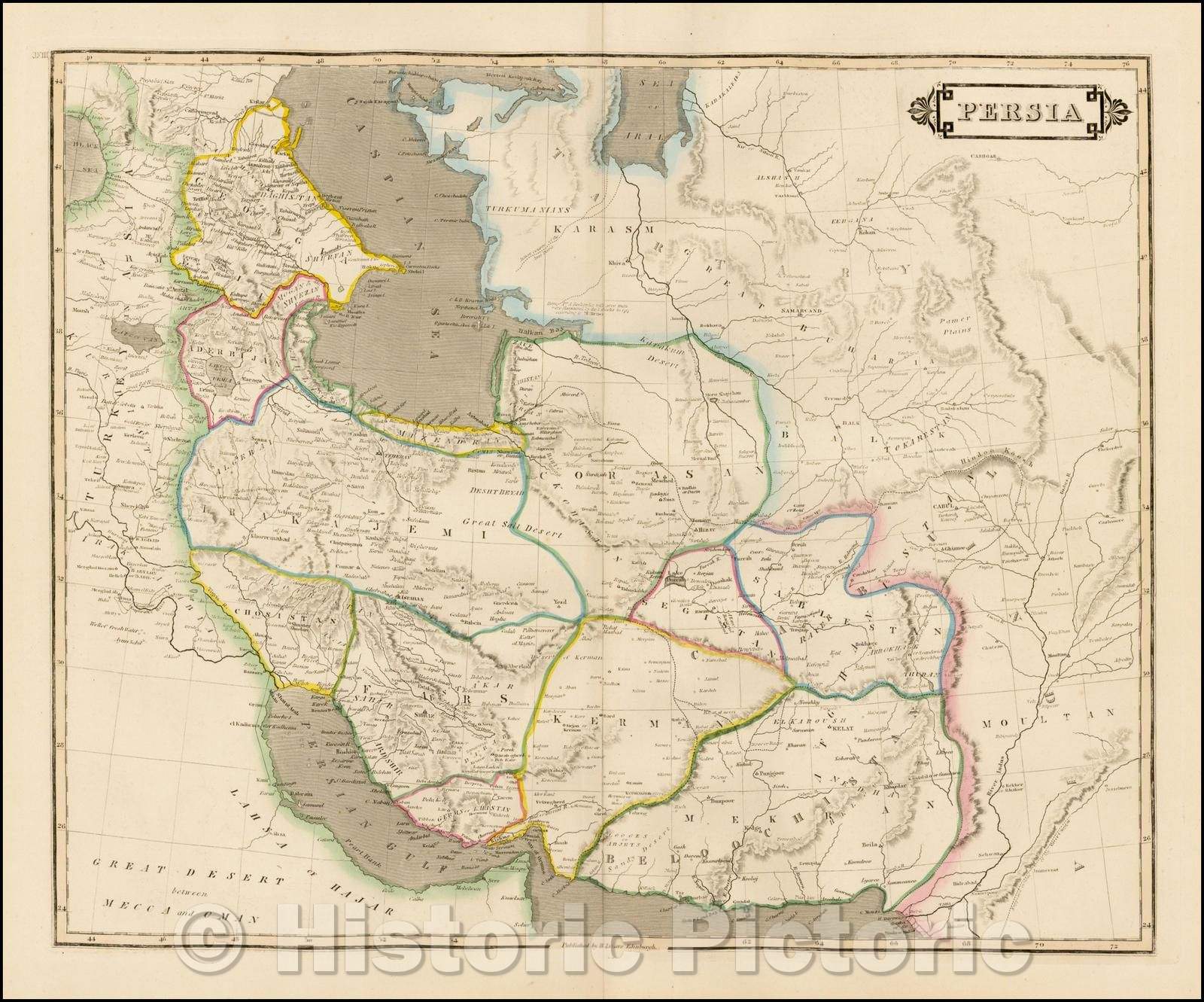 Historic Map - Persia, 1828, Daniel Lizars - Vintage Wall Art