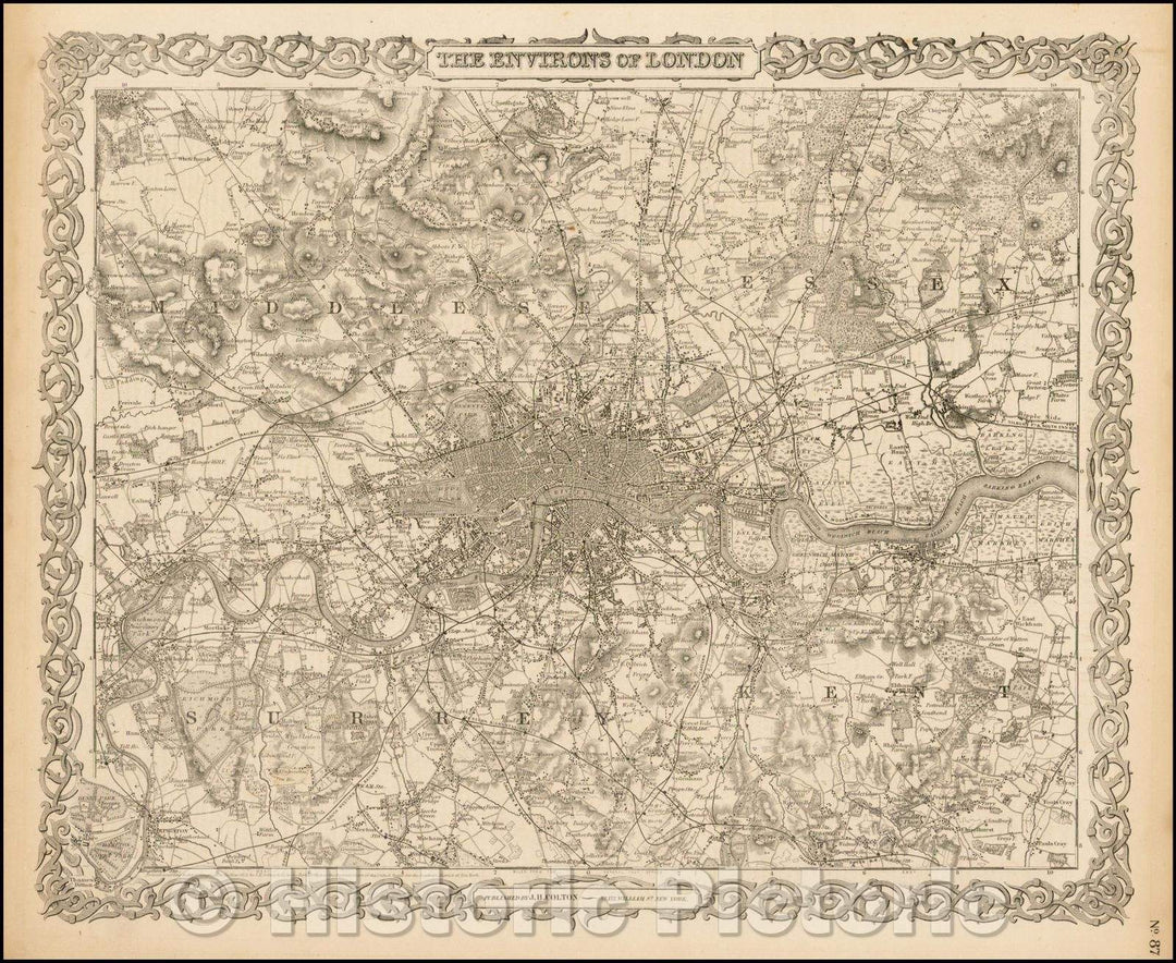 Historic Map - The Environs of London, 1855, Joseph Hutchins Colton v2