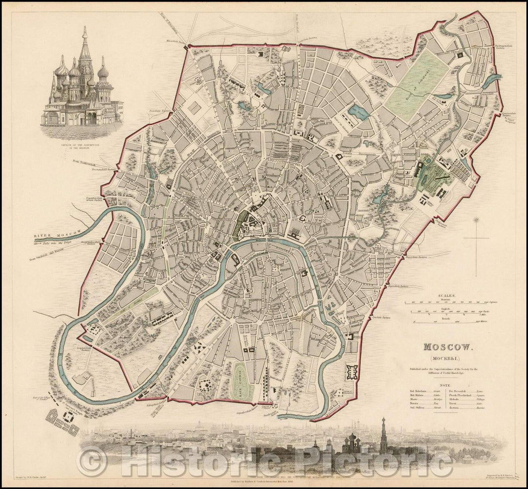 Historic Map - Moscow, Russia, 1836, SDUK v2