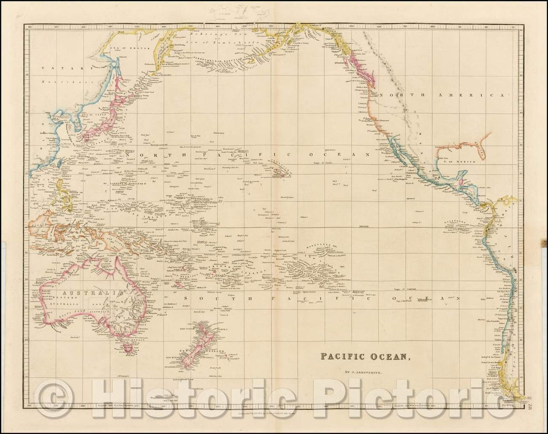 Historic Map - Pacific Ocean, 1851, John Arrowsmith - Vintage Wall Art