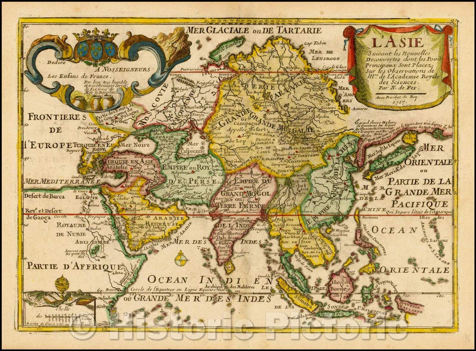 Historic Map - L'Asie Suivant les Nouvelles Decouvertes dont les Point Principaux/Asia According to the New Discoveries whose Main Point. 1717, 1717 - Vintage Wall Art